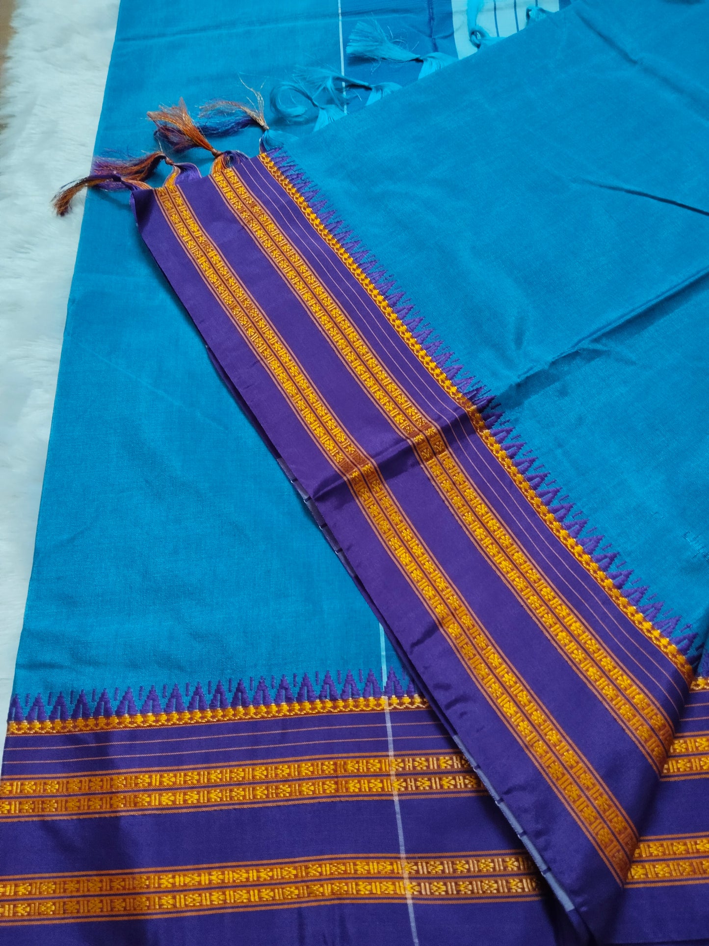 Handloom Narayanpeth Silk Saree – Blue & Purple