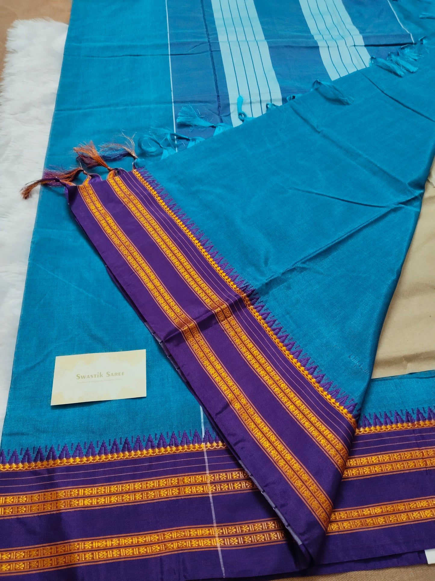 Handloom Narayanpeth Silk Saree – Blue & Purple