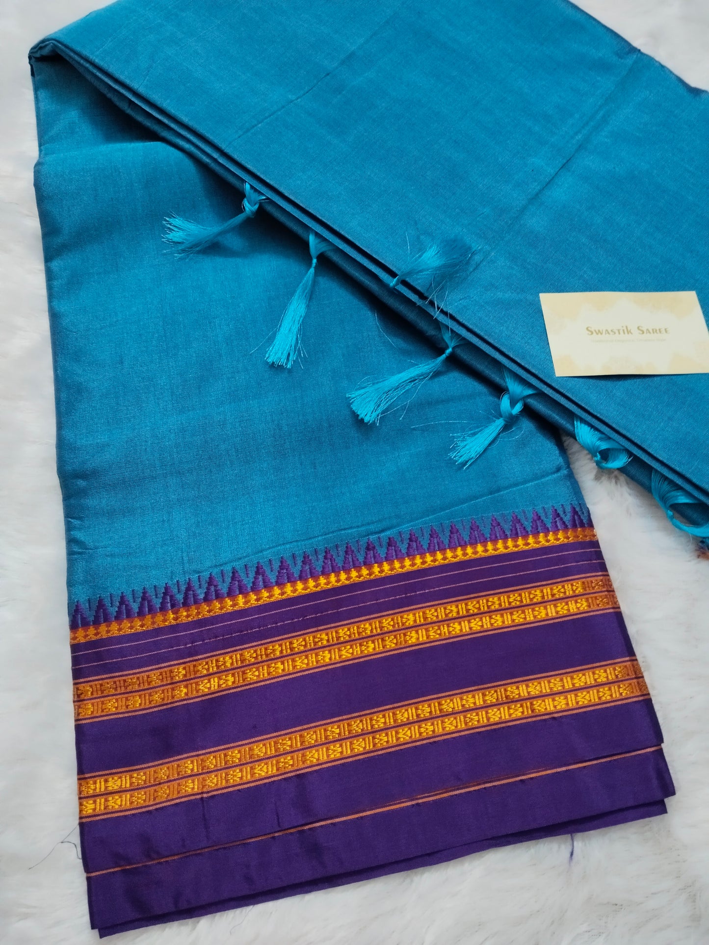 Handloom Narayanpeth Silk Saree – Blue & Purple