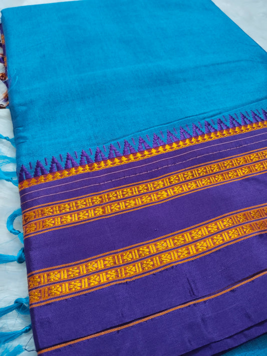 Handloom Narayanpeth Silk Saree – Blue & Purple