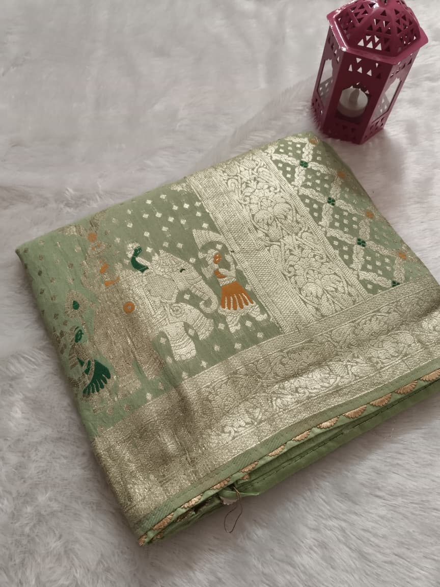Wine-colored Dola Silk saree