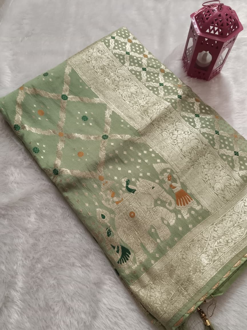 Wine-colored Dola Silk saree