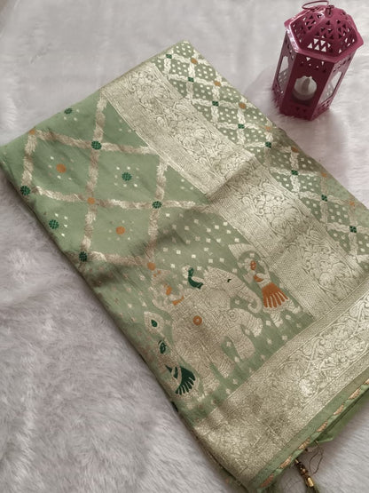 Wine-colored Dola Silk saree