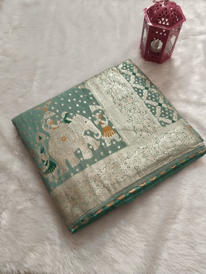 Wine-colored Dola Silk saree