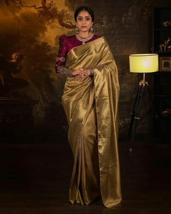 Gold Banarasi Tissue Silk Saree