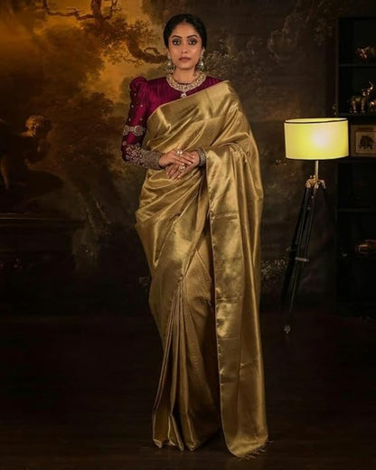 Gold Banarasi Tissue Silk Saree
