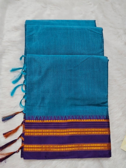 Handloom Narayanpeth Silk Saree – Blue & Purple