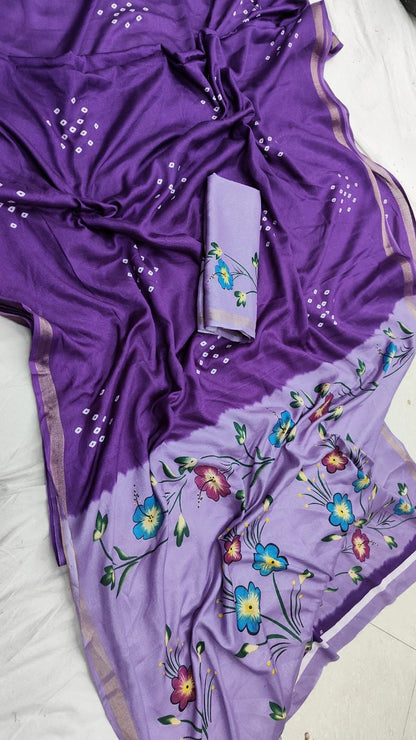 Purple and Lavender Mul Cotton saree