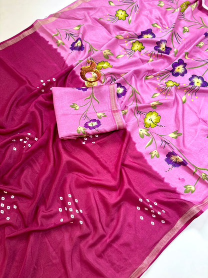 Purple and Lavender Mul Cotton saree