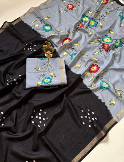 Purple and Lavender Mul Cotton saree