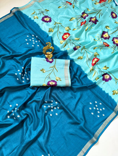 Purple and Lavender Mul Cotton saree