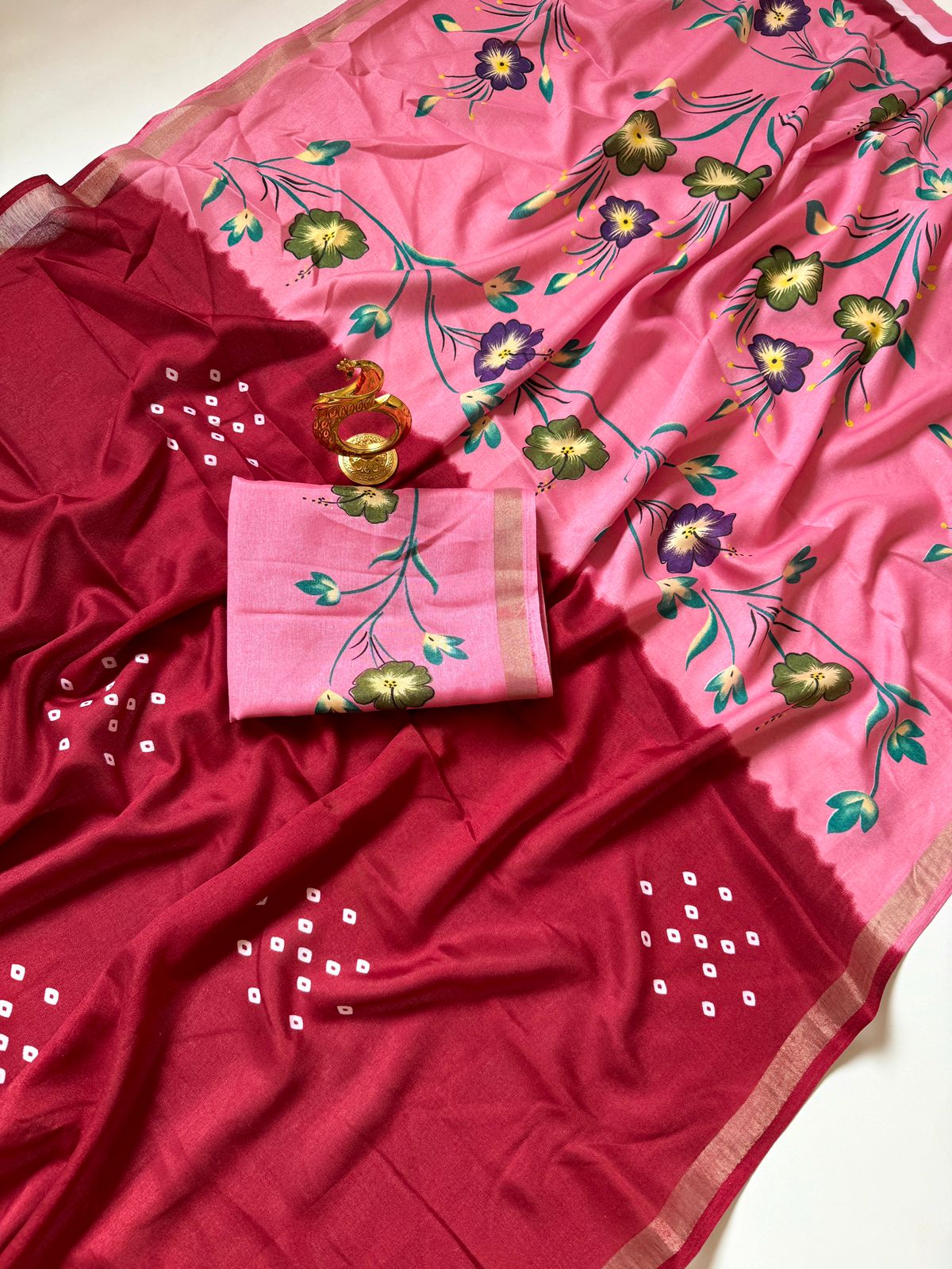 Purple and Lavender Mul Cotton saree